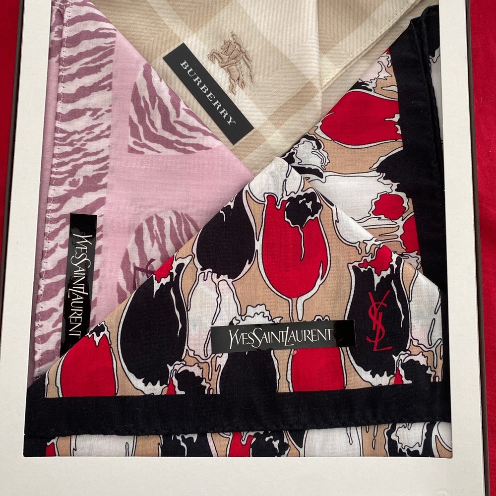 Burberry and Yves Saint Laurent Patterned Scarves
